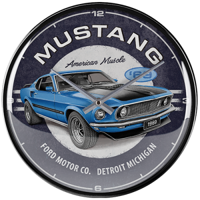 Wanduhr Ford Mustang - 1969 Mach 1 Blue